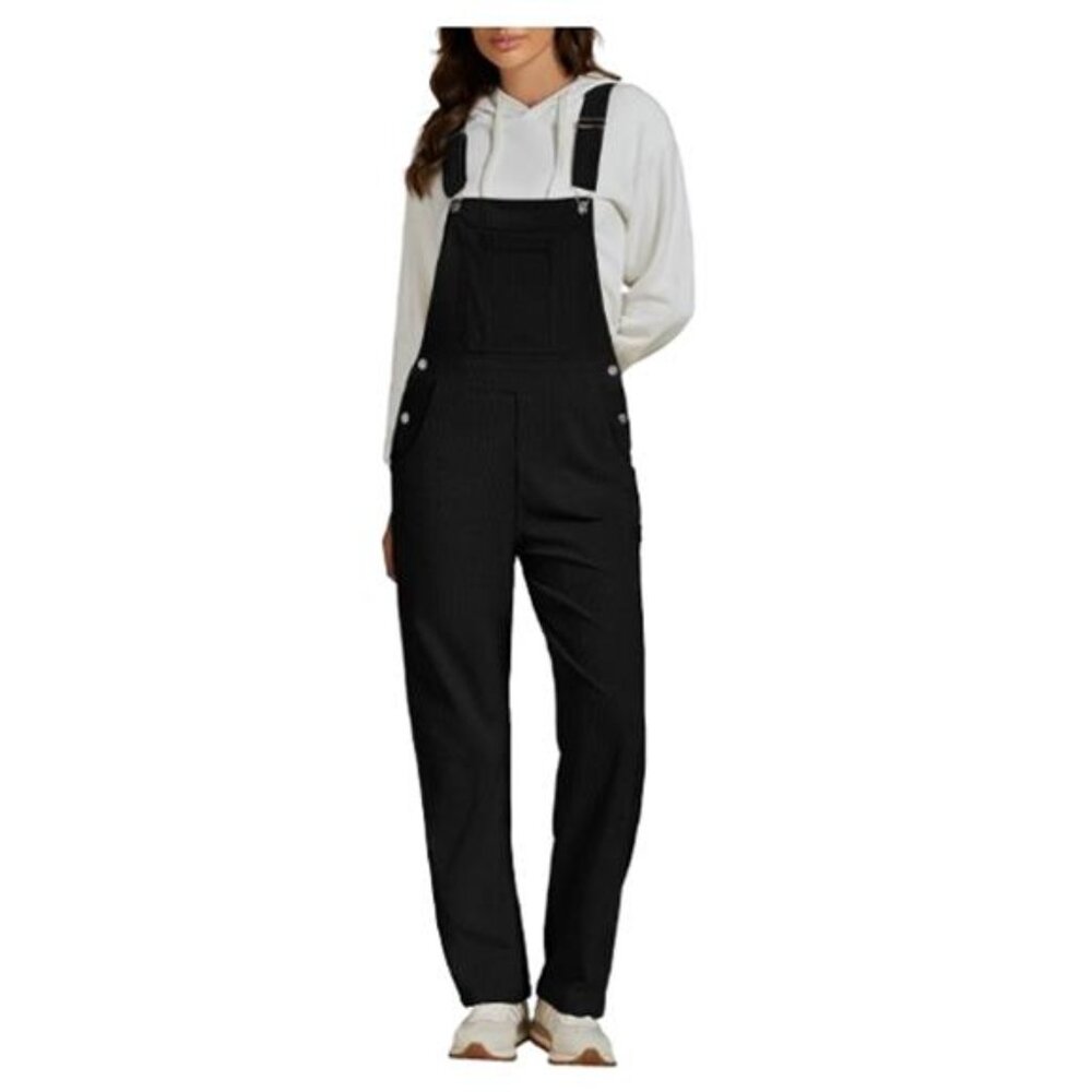 luvamia Women's Corduroy Overalls Straight Leg Baggy Bib Jumpsuit with Pocket XS